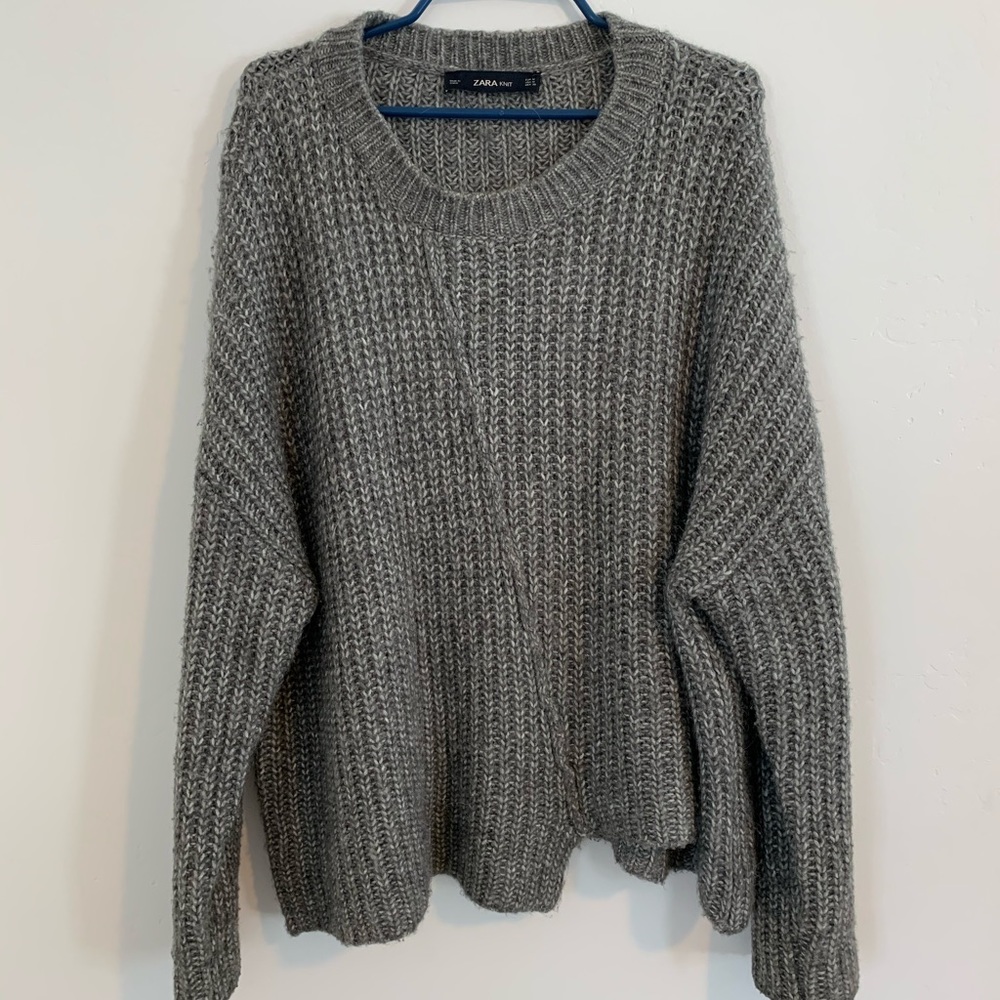 Zara Oversized Grey Knit Sweater